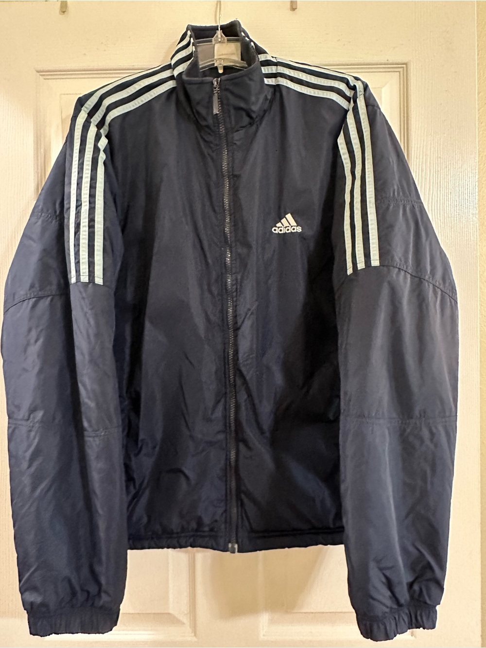 Men’s adidas Navy Blue Jacket with Light Blue Stripes